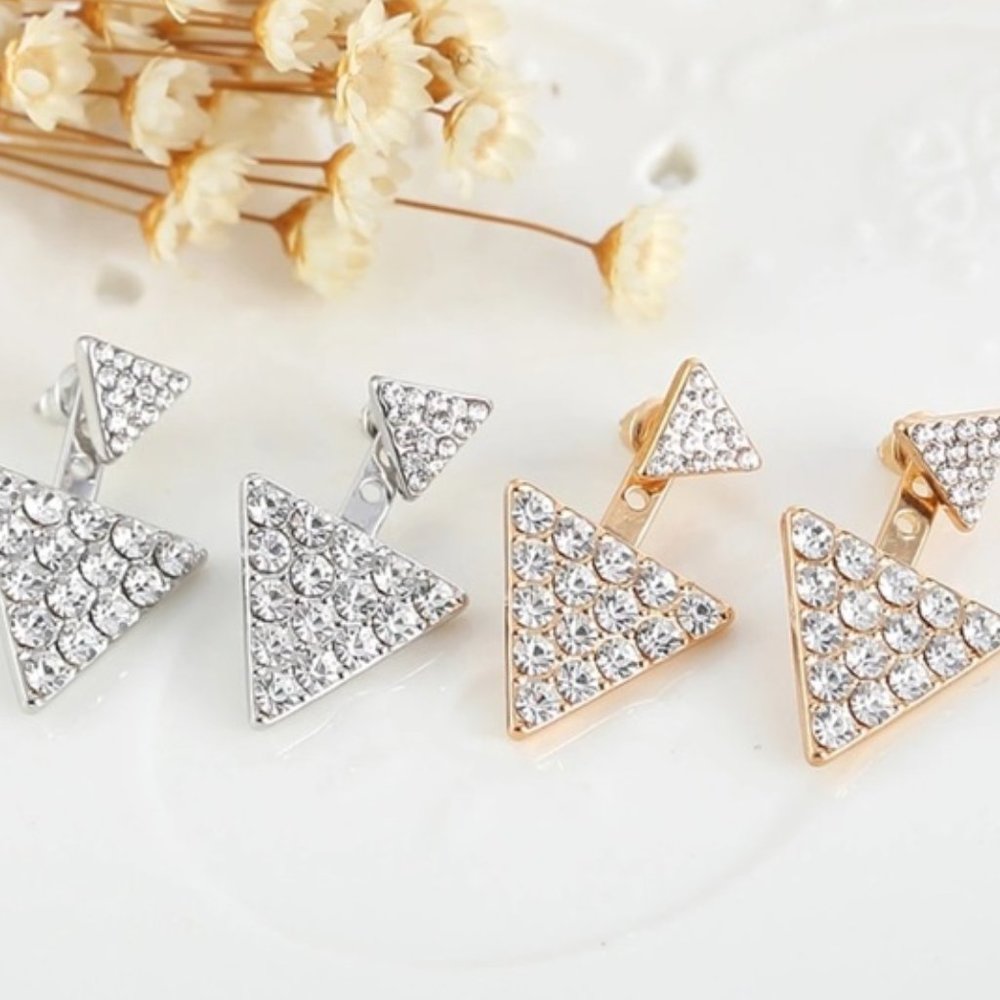 Triangle Ear Jacket Earrings - Picture 3 of 6